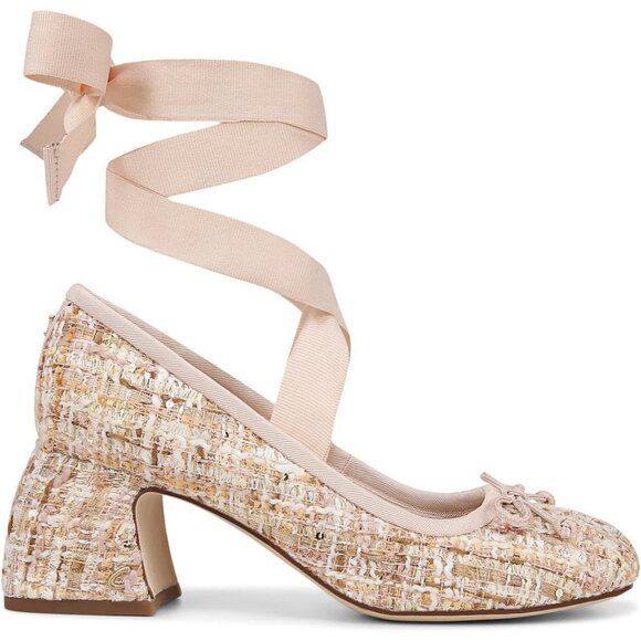 Circus by Sam Edelman Womens Vanilla Bean Fabric Block Heel Della Lace-up Pump - Picture 5 of 6